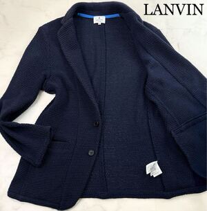 極美品★幻の圧巻美色ネイビーブルー★L!! LANVIN ランバン【光沢感を羽織る】最高級サマーニットテーラードジャケット凹凸立体編み 青紺50</a></h3>
                        
                        