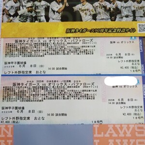 通路側6/8（日）阪神vsオリックス　レフト外野指定席　２枚連番</a></h3>
                        