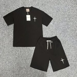 高級EU製＆定価7万◆UABONI*Paris*上下セット*ユアボニ*パリ発◆綿混 ソフト 通気 丸首 イージーパンツ 半袖 Tシャツ スポーツ 夏 XL/50</a></h3>
                        