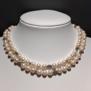 【K14 色石付 ロング67cm】アコヤ真珠 6.0-6.5mm ホワイト ネックレス 本真珠 アクセサリー SILVER pearl あこや パール</a></h3>
                        
                        