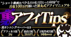 ★【裏アフィTips】”ショート動画をパクるだけ＆１日６０分”で月収１００万円稼いだ罰丸式アフィマニュアル★定価49800円★</a></h3>
                        