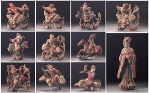 ∇花∇明時代後期〜清時代 木彫彩色三国志像 騎馬像十一体 関羽など三国英傑を表した貴重な彫刻像</a></h3>
                        
                        